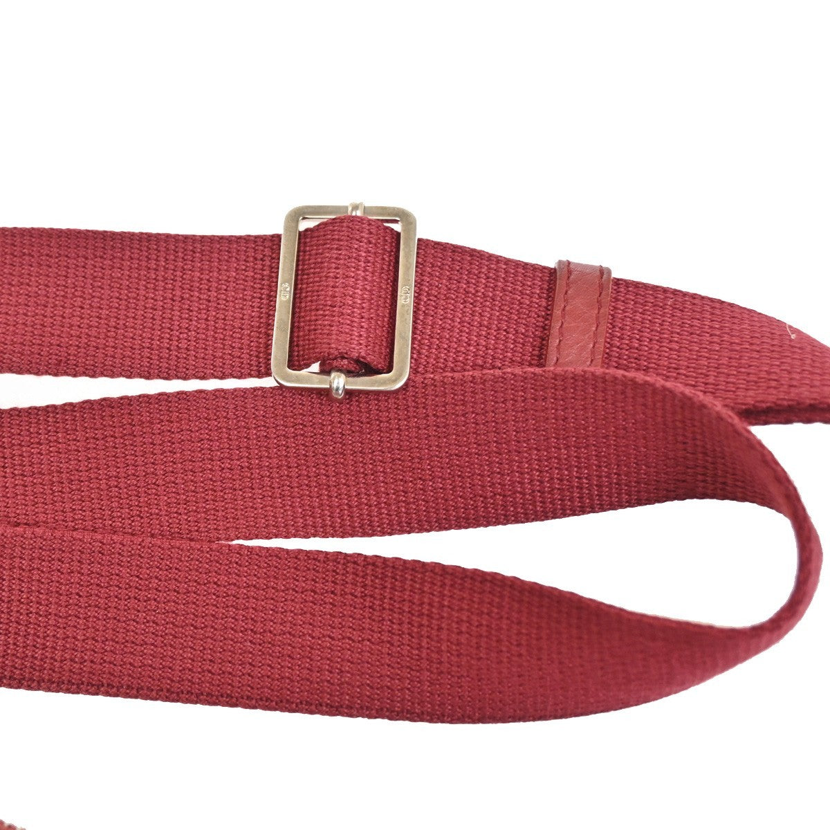 CHRISTIAN DIOR Logo Trotter Shoulder Bag Canvas Leather Red Brown 16TA621