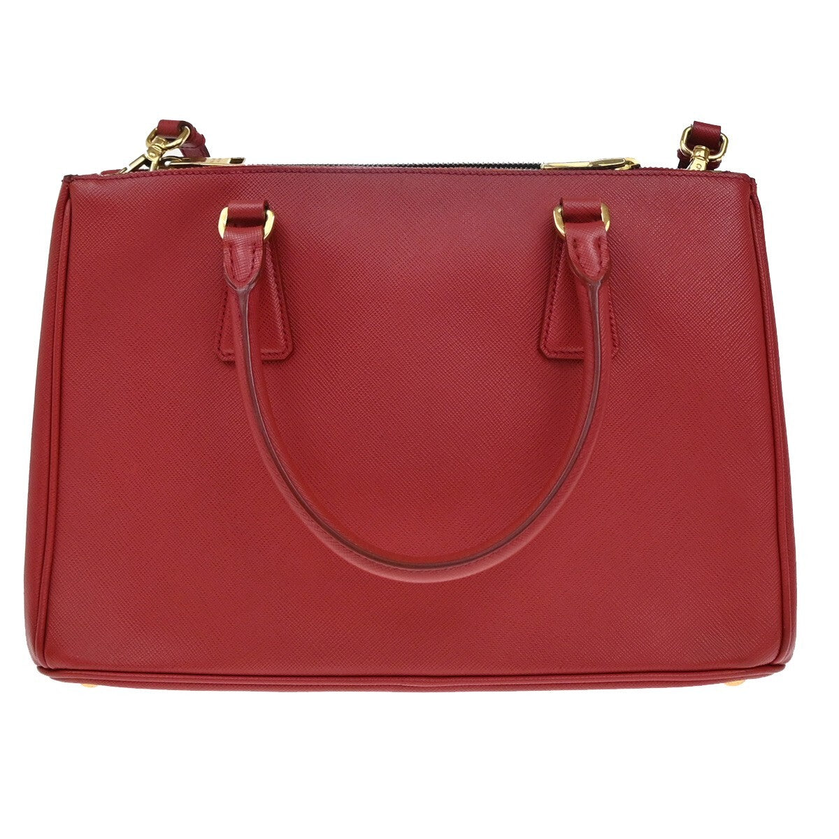 PRADA Logo Saffiano 2Way Shoulder Hand Bag Leather Red GHW 95RF247