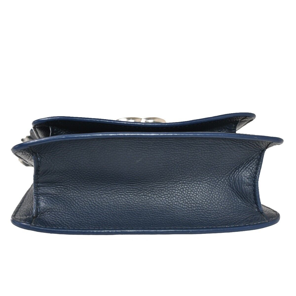 CHANEL CC Logo Matelasse Chain Shoulder Bag Leather Navy Blue silver 805RF077