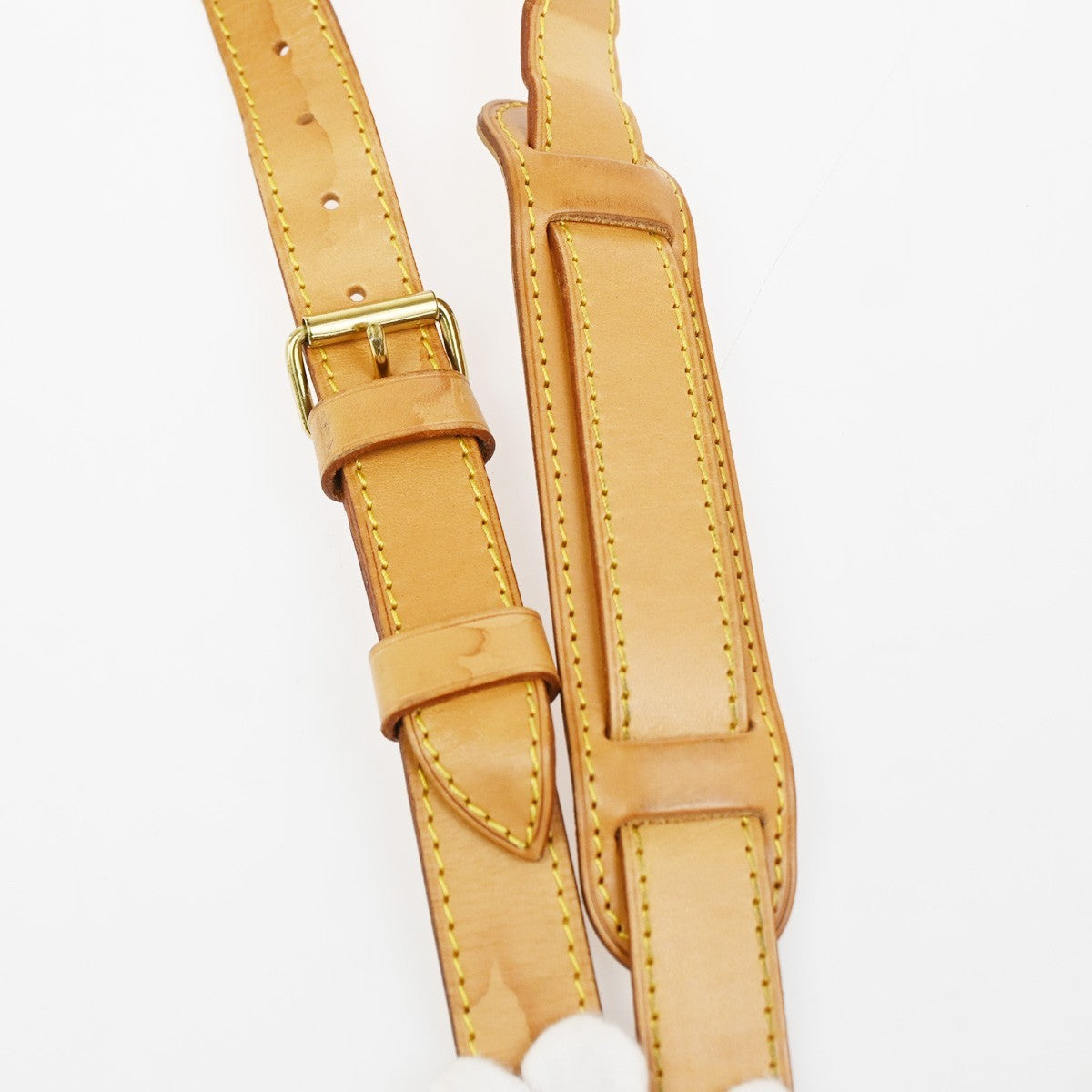 LOUIS VUITTON Logo Shoulder Bag Strap Adjustable Leather Brown GHW 67YJ014