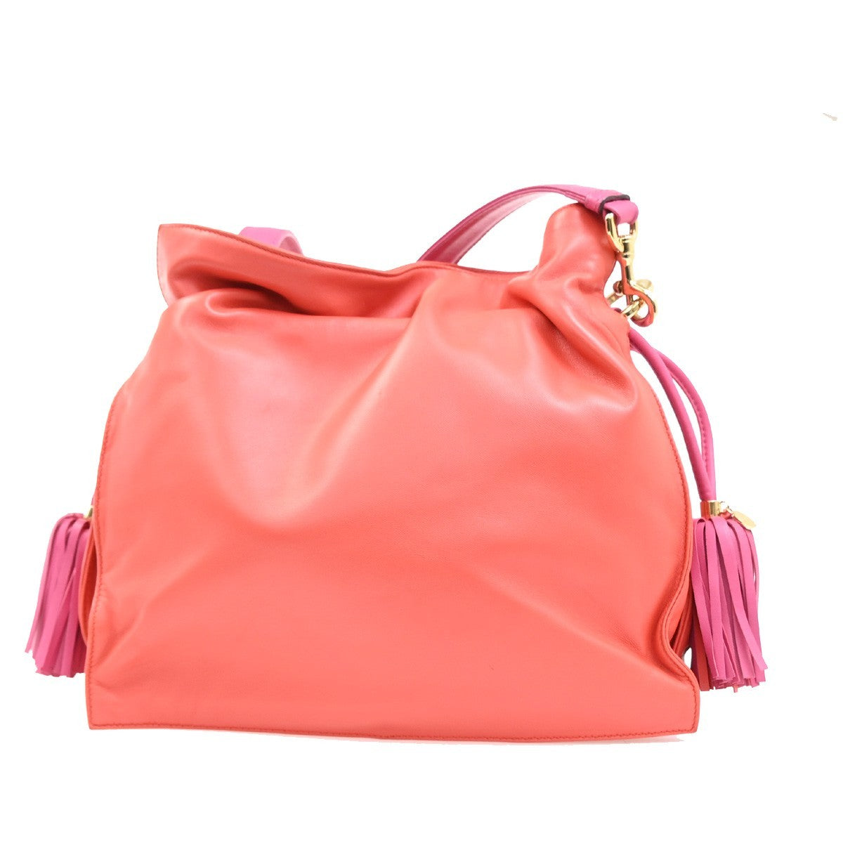 LOEWE Logo Flamenco Anagram Shoulder Bag Leather Red Pink GHW Spain 79MA394