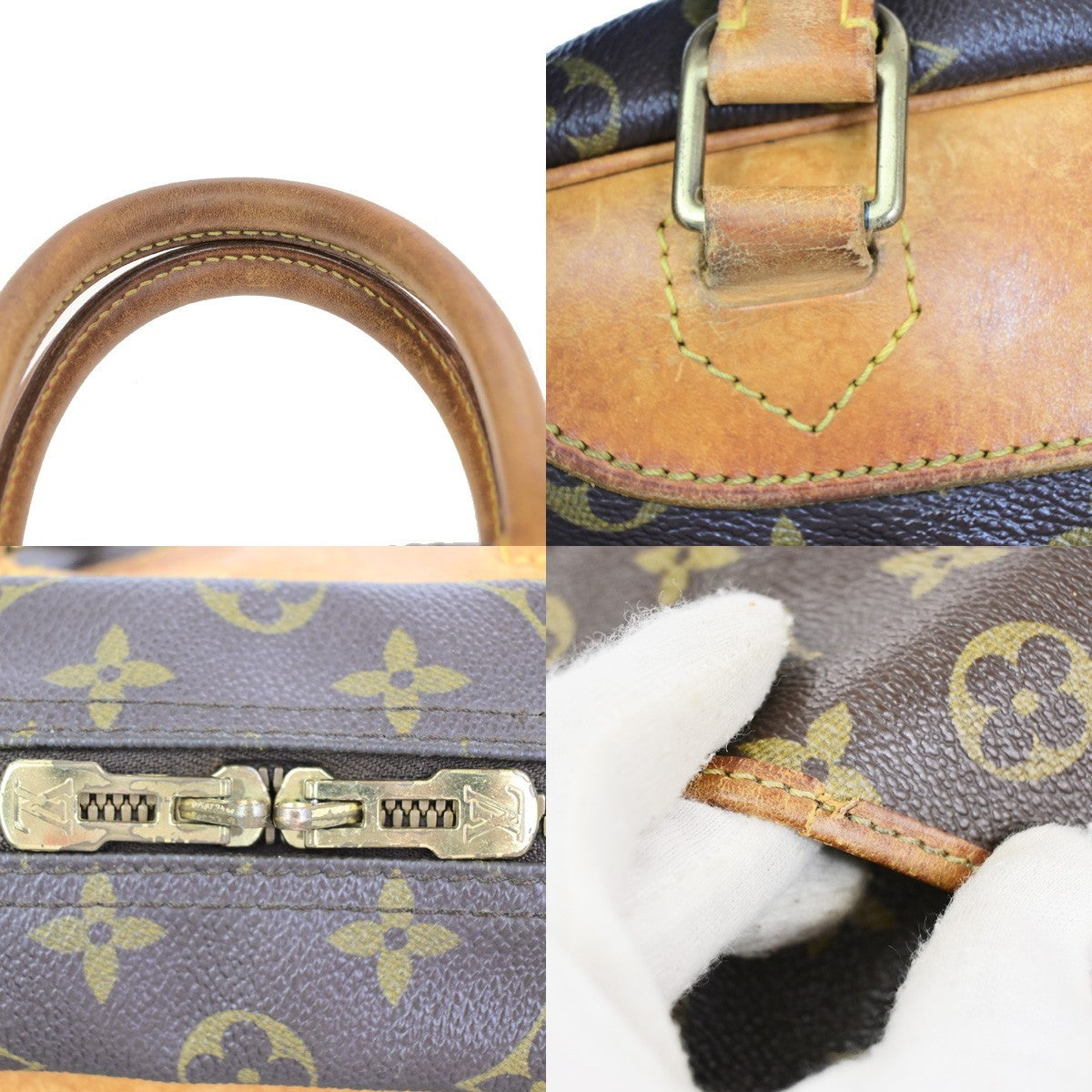 LOUIS VUITTON LV Logo Deauville Hand Bag Monogram Leather Brown M47270 30PA134