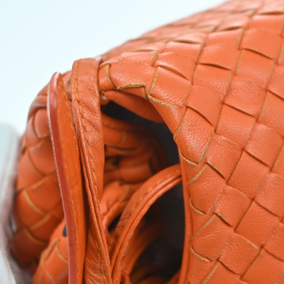 BOTTEGA VENETA Logo Intrecciato Shoulder Hand Bag Leather Orange Italy 95MA530