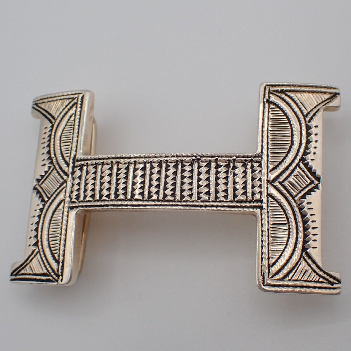 HERMES Logo Touareg Belt Buckle Ag925 Silver Accessory 19RK947