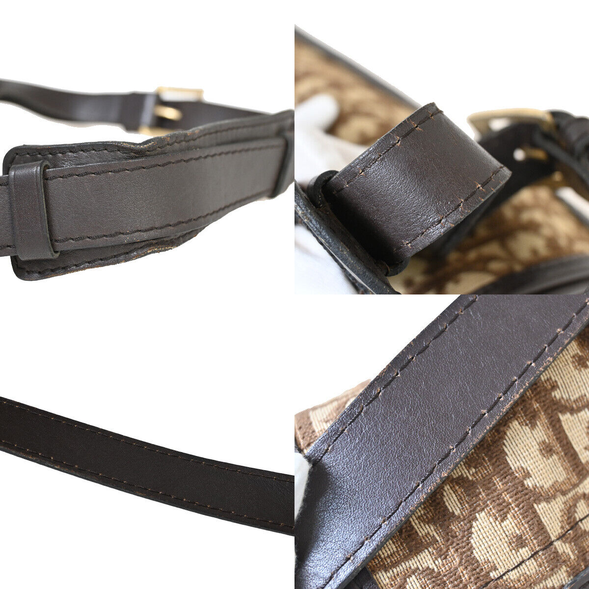 CHRISTIAN DIOR Trotter Pattern Shoulder Bag Canvas Leather Brown France 70YE331