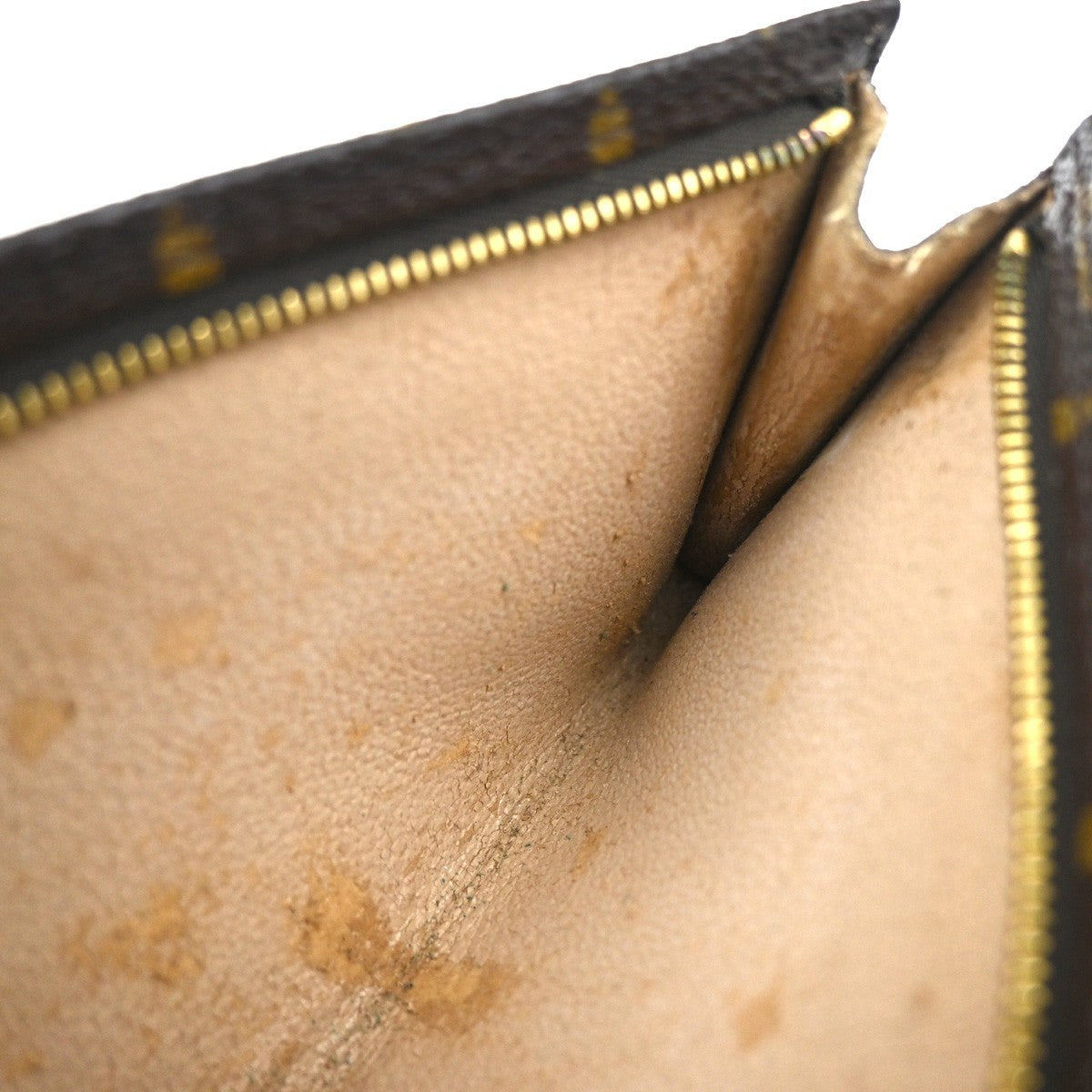 LOUIS VUITTON LV Logo Bucket GM Pouch Bag Monogram Leather Brown Gold 66KP601