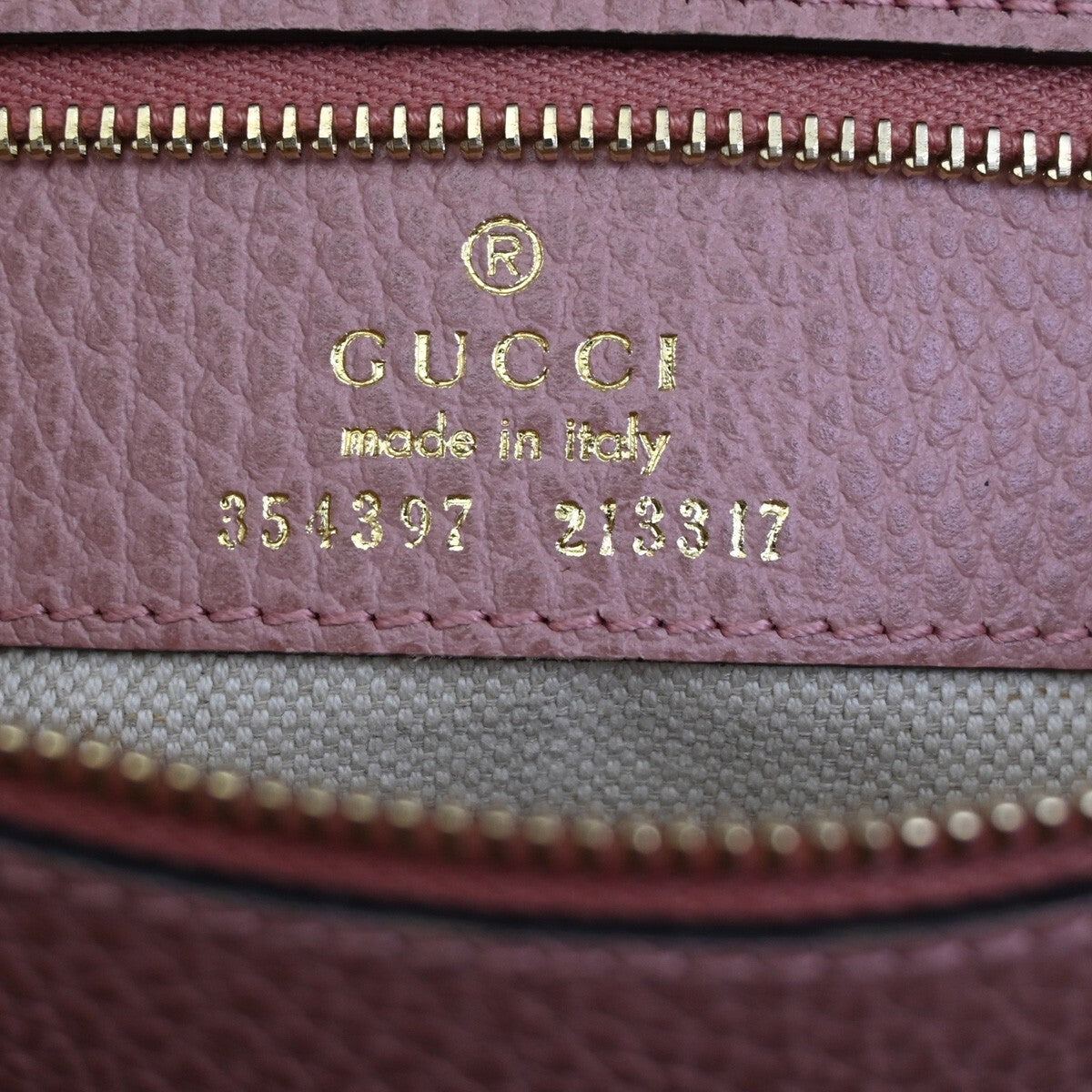 GUCCI Logo Swing Shoulder Tote Bag Leather Gray Pink GHW Italy 80EE613