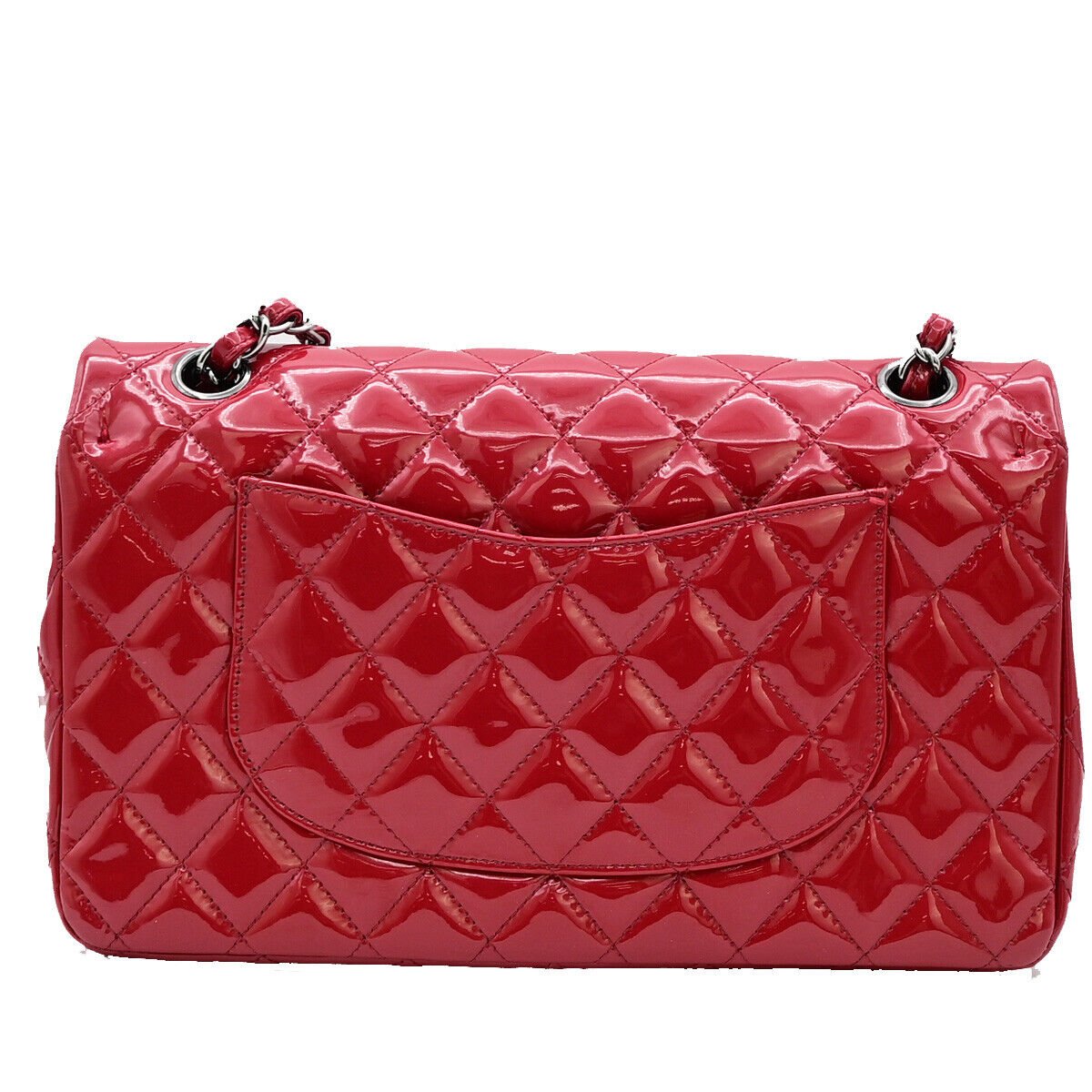 CHANEL CC Matelasse 25 Chain Shoulder Bag Patent Leather Red SHW 373RJ867