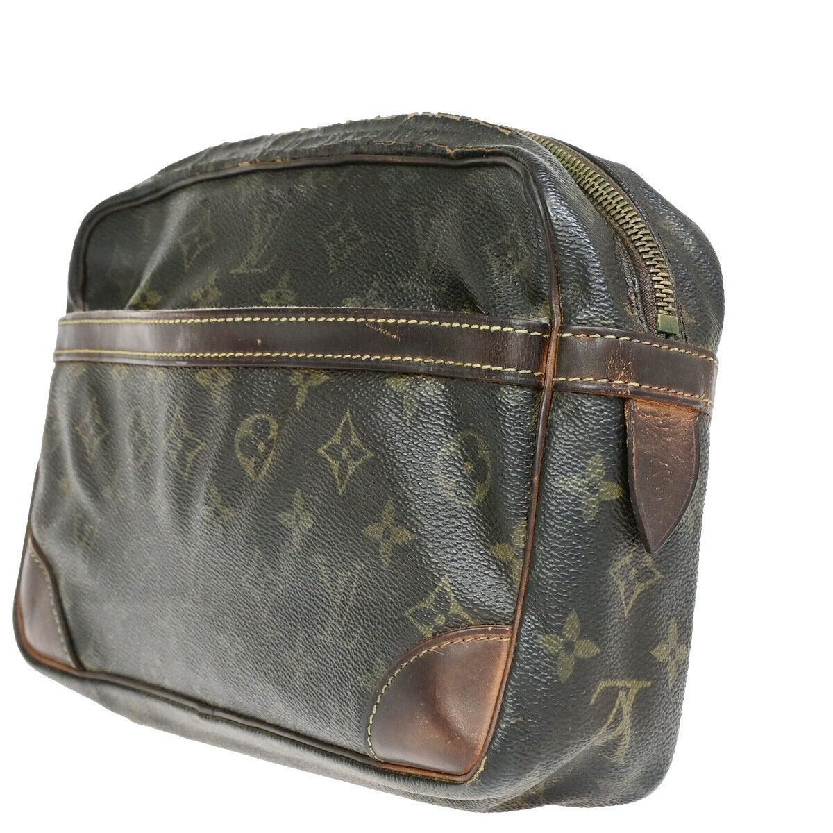 LOUIS VUITTON Compiegne 28 Clutch Hand Bag Monogram Leather Brown M51845 07SH991