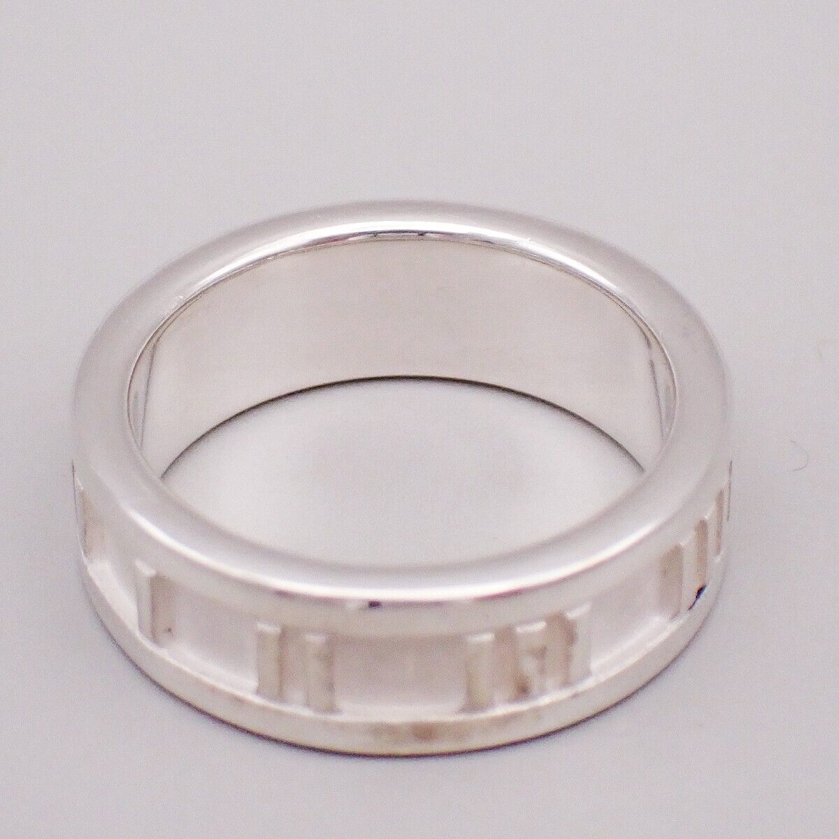 TIFFANY & CO. Logo Atlas Ring Size US 5 JP 9 Roman Numerals Silver 925 07YF245