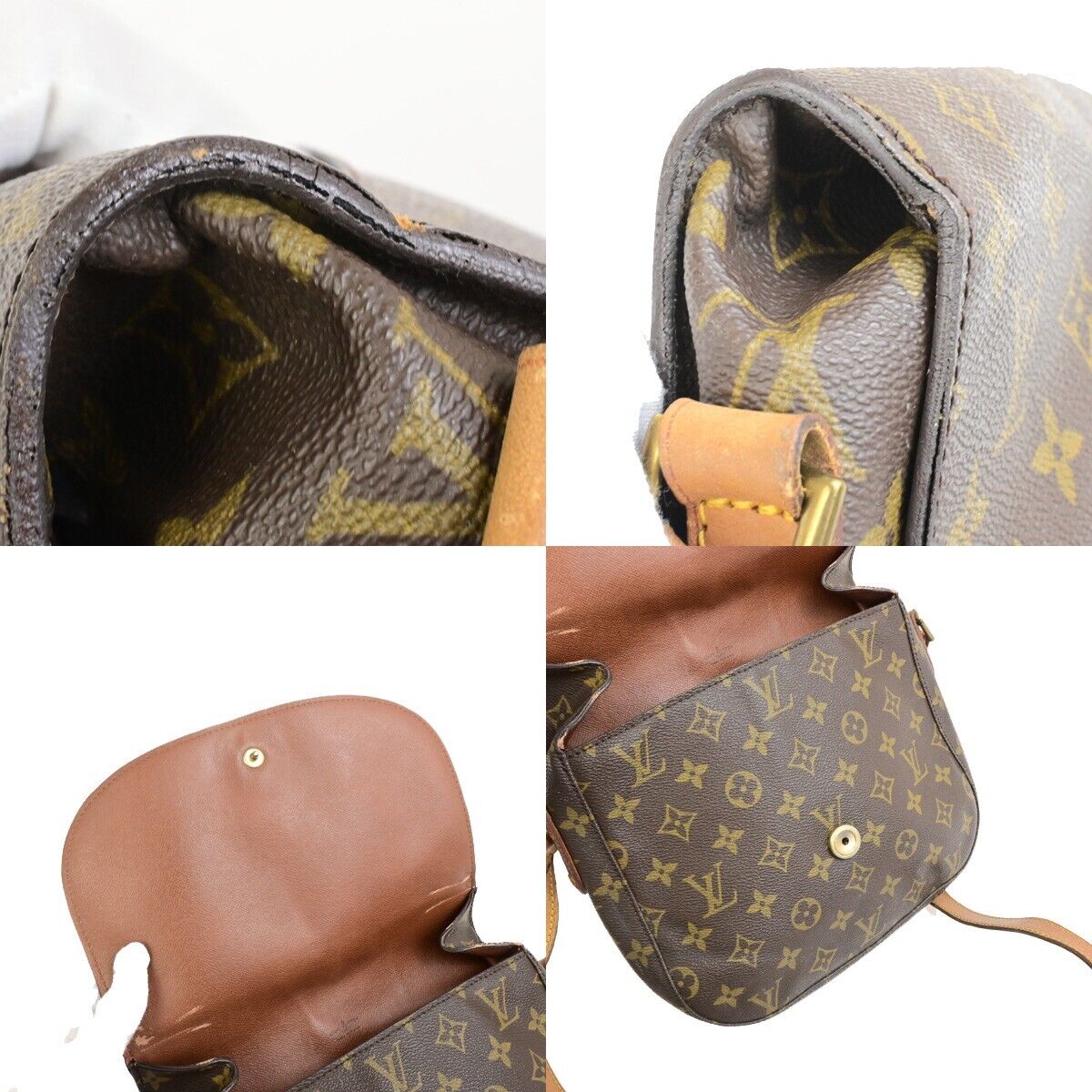 LOUIS VUITTON Saint Cloud GM Shoulder Bag Monogram Leather Brown M51242 64FB512