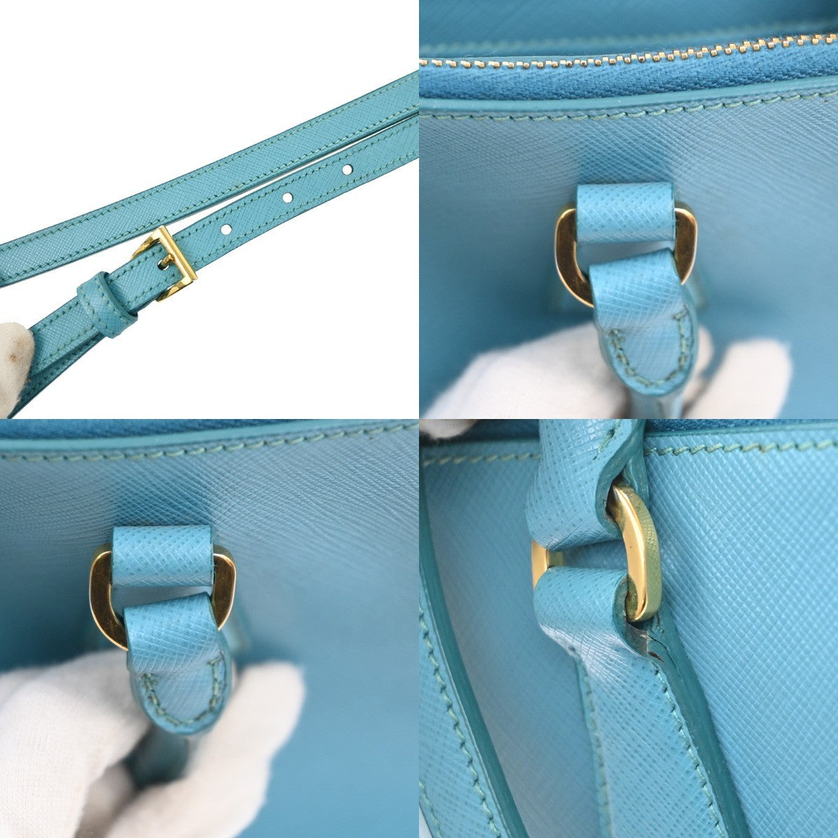 PRADA Galleria 2way Shoulder Hand Bag Saffiano Leather Blue Italy GHW 12KC931