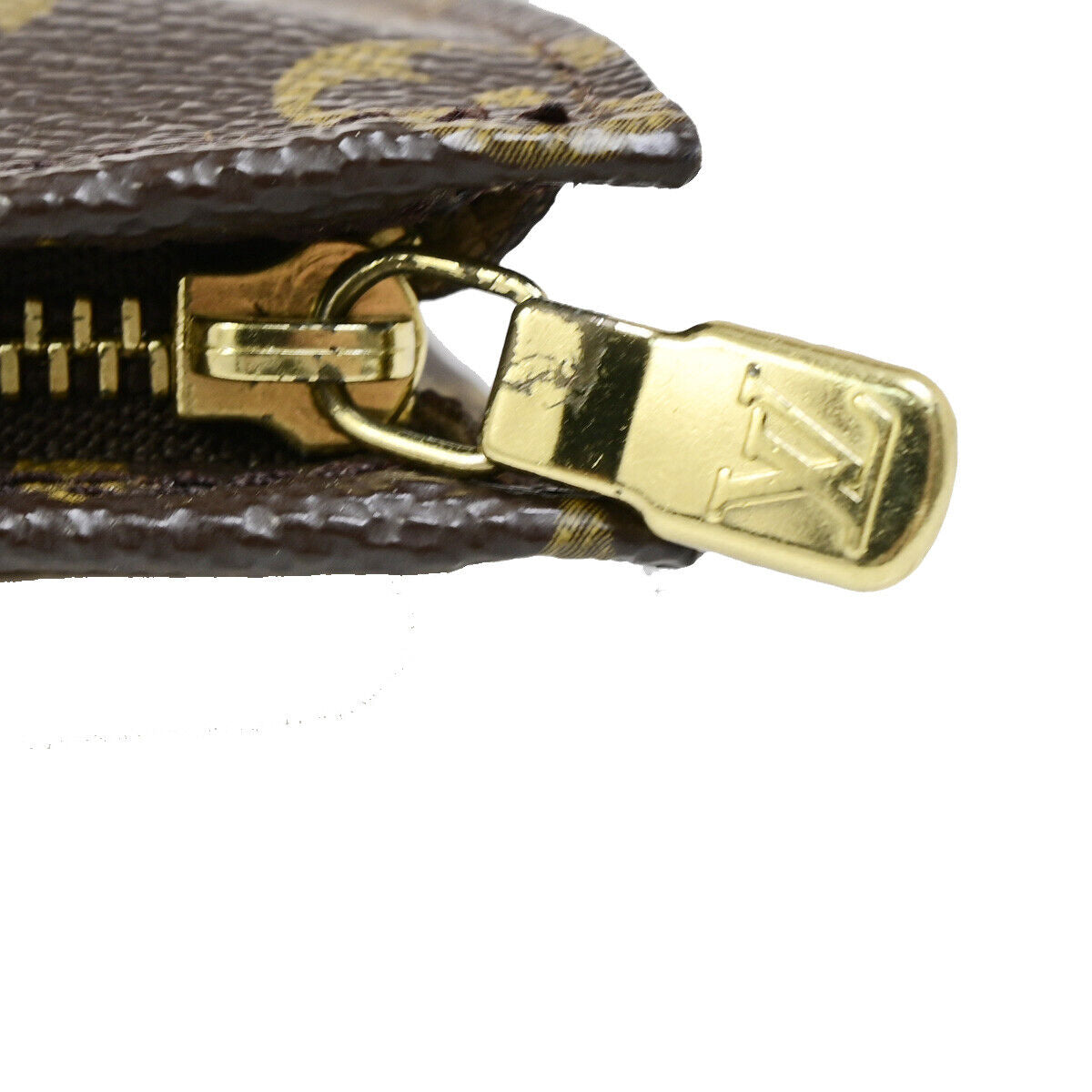 LOUIS VUITTON Logo BUCKET PM Pouch Bag Monogram Leather Brown France 04YE969