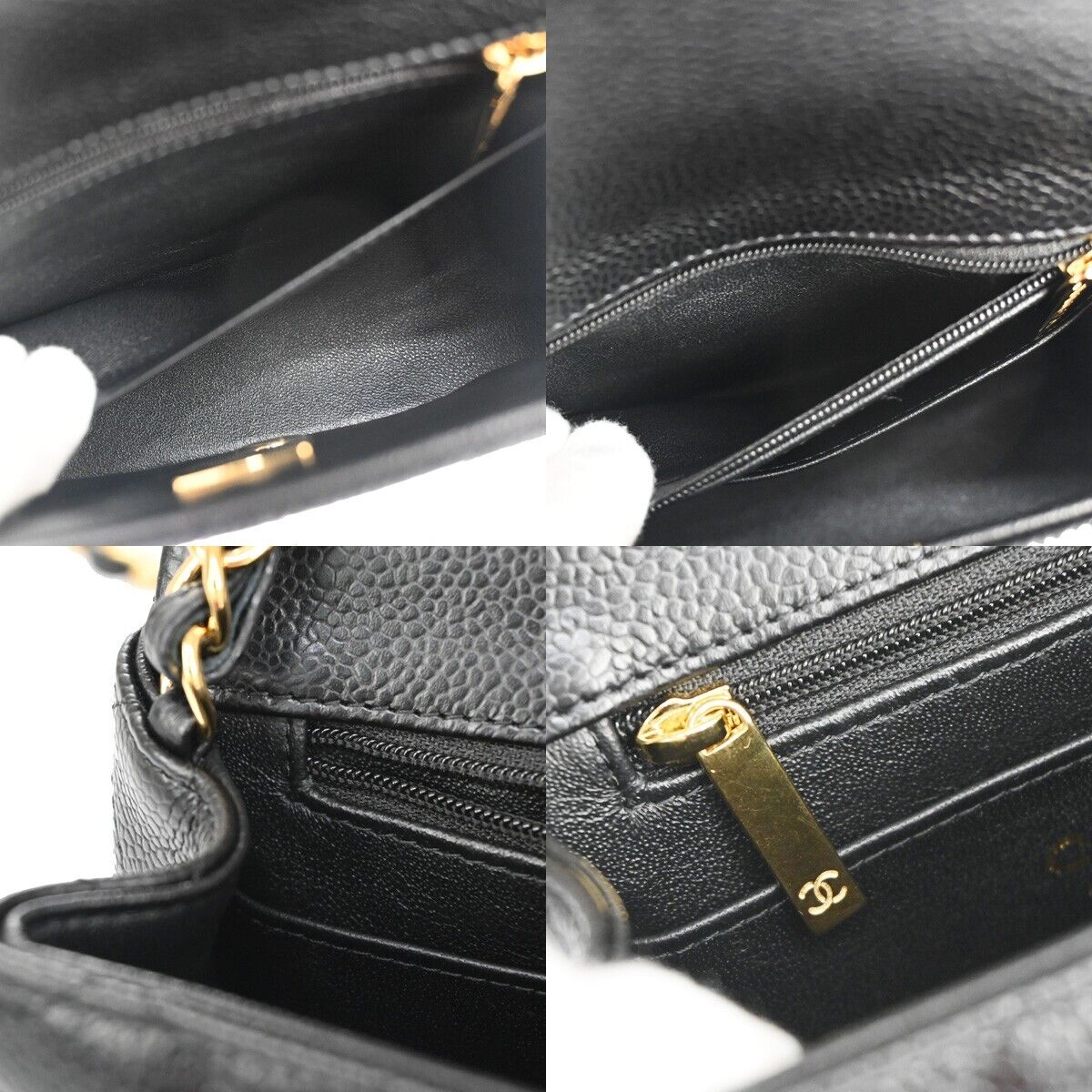 CHANEL CC Mini Matelasse Chain Shoulder Bag Caviar Skin Leather BK GHW 6083LC313