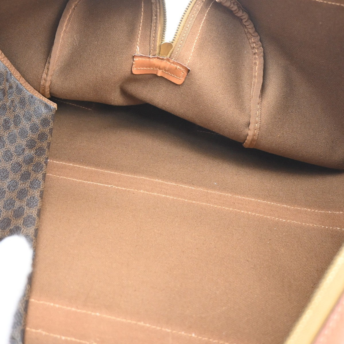 CELINE Logo Macadam Pattern Travel Hand Boston Bag PVC Leather Brown 62CA283