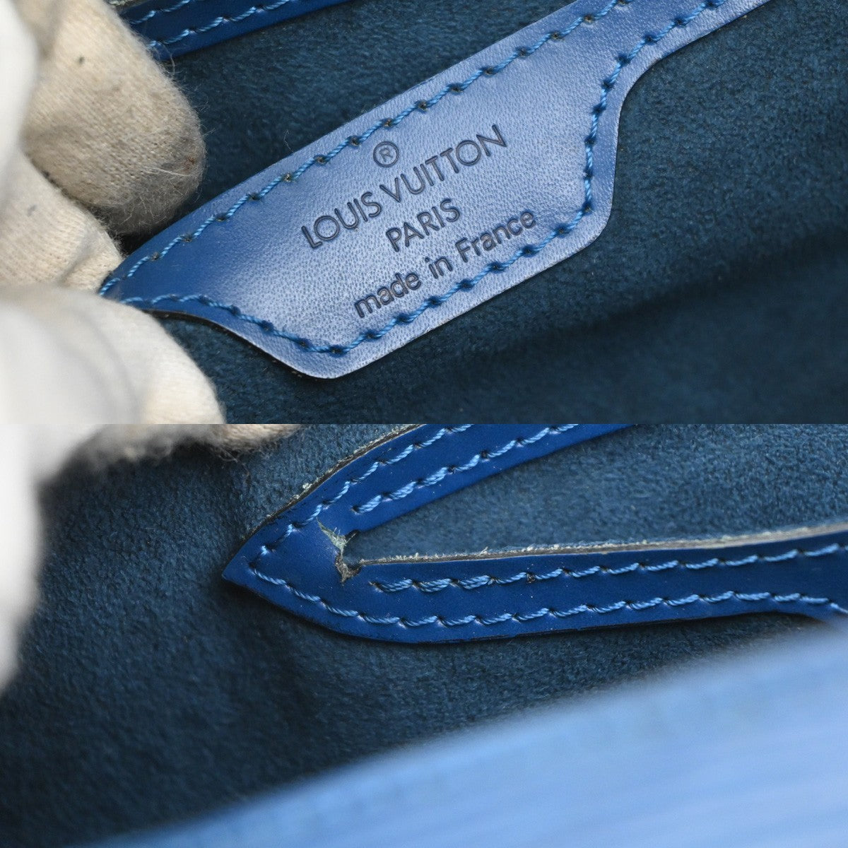 LOUIS VUITTON LV Logo Soufflot Hand Bag Epi Leather Blue France M52225 83YJ139