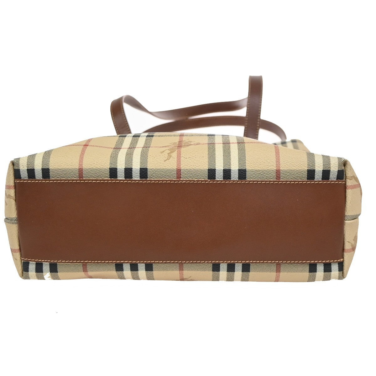 BURBERRY Nova Check Shoulder Bag PVC Leather Brown Beige GHW Italy 31KD012