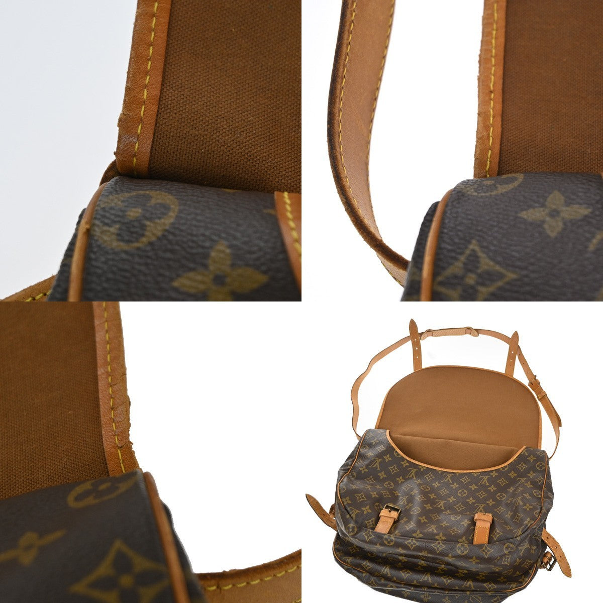 LOUIS VUITTON Logo Saumur 43 Shoulder Bag Monogram Leather Brown M42252 81MA628