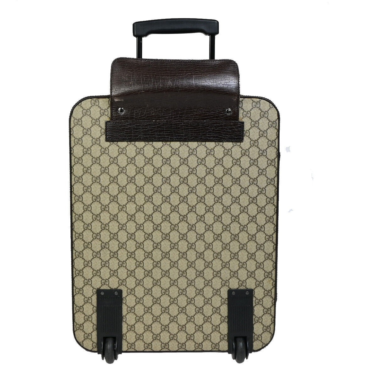 GUCCI Logo GG Pattern Travel Suitcase Luggage Bag PVC Leather Brown 36YF175