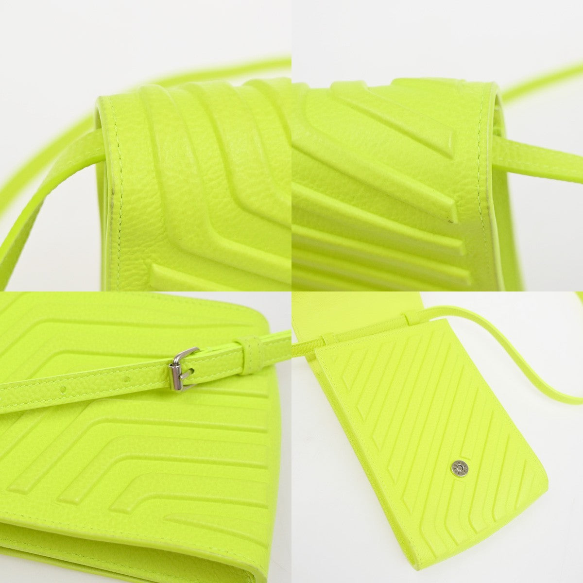 BALENCIAGA Logo Car Phone Holder Mini Shoulder Bag Leather Yellow Italy 34YH975