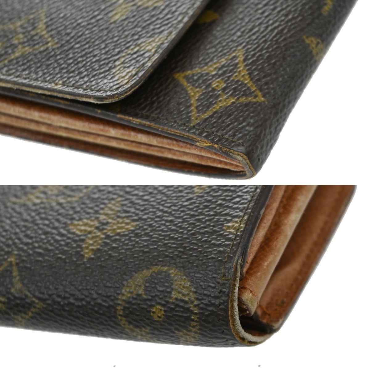 LOUIS VUITTON LV Logo 2 Set Bifold Wallet Monogram Leather Brown 02EF920