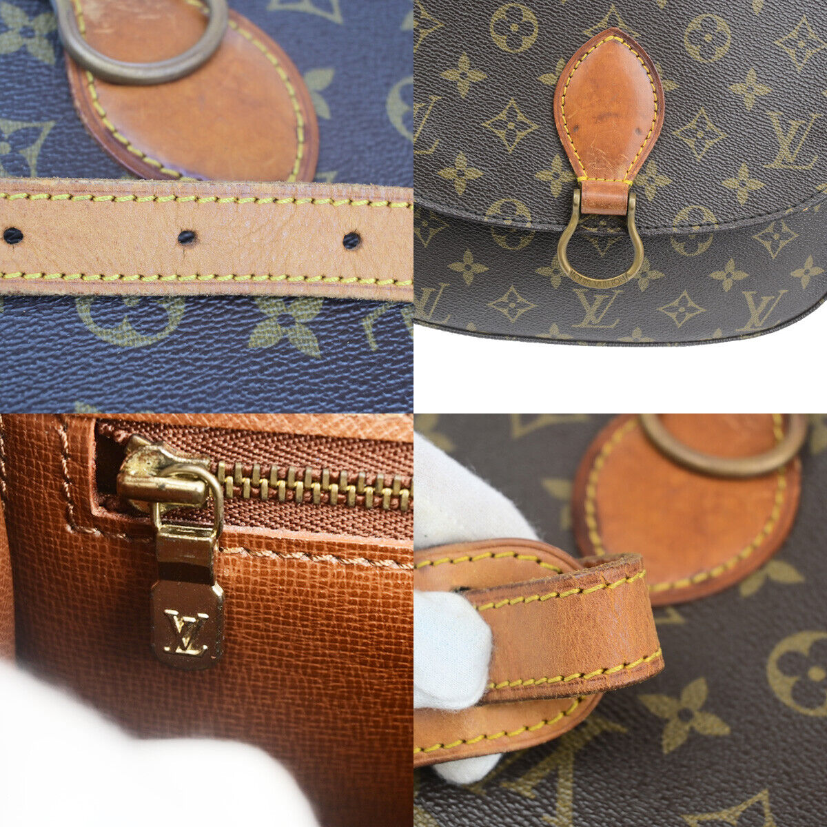 LOUIS VUITTON Saint Cloud GM Shoulder Bag Monogram Leather Brown M51242 30YF362