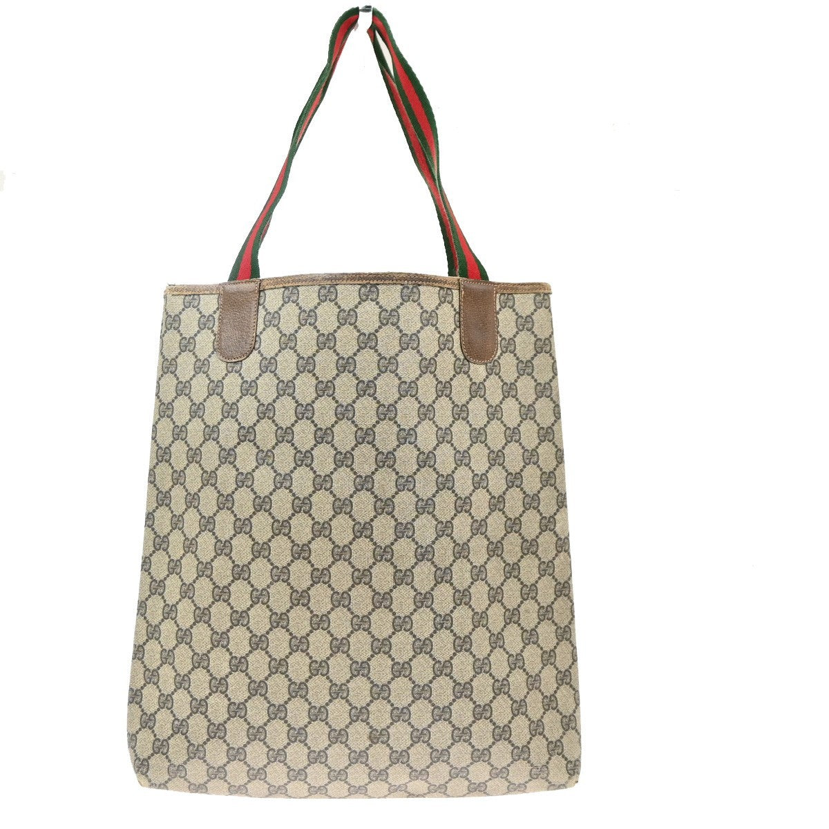 GUCCI Logo GG Sherry Line Shoulder Tote Hand Bag PVC Leather Beige Italy 60MA456