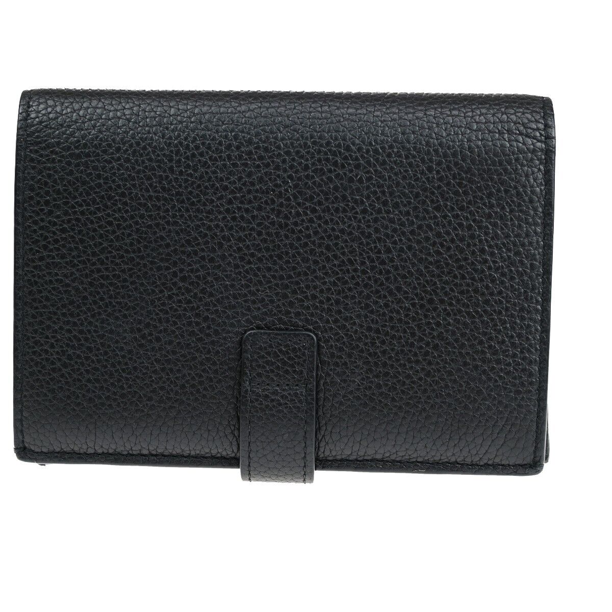 YVES SAINT LAURENT YSL Logo Bifold Wallet Purse Leather Black silver 64RF169
