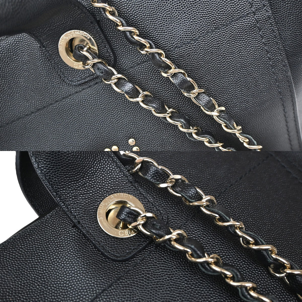 CHANEL CC Deauville 2Way Hand Bag Grained Calfskin Leather Studs BK GHW 773RL534