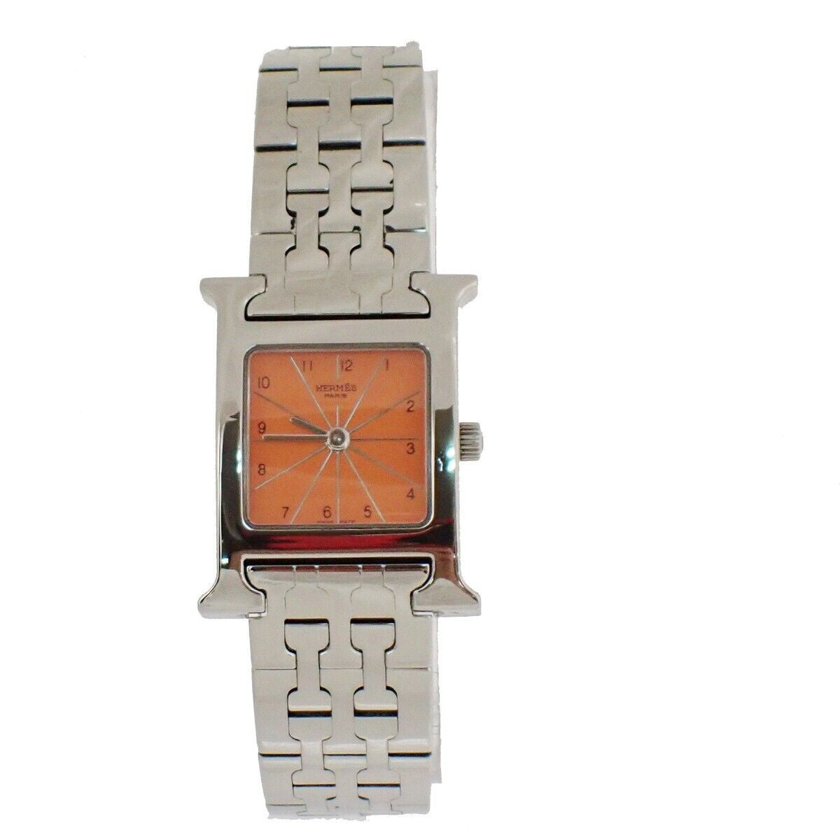 HERMES H Wrist Watch HH1.210 Quartz Stainless Steel Silver Orange 41LC293