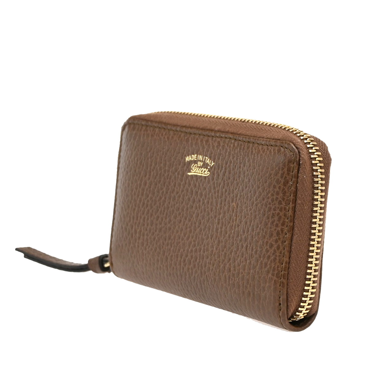 GUCCI Logo Zippy Mini Coin Case Wallet Leather Brown GHW Italy 65KB903