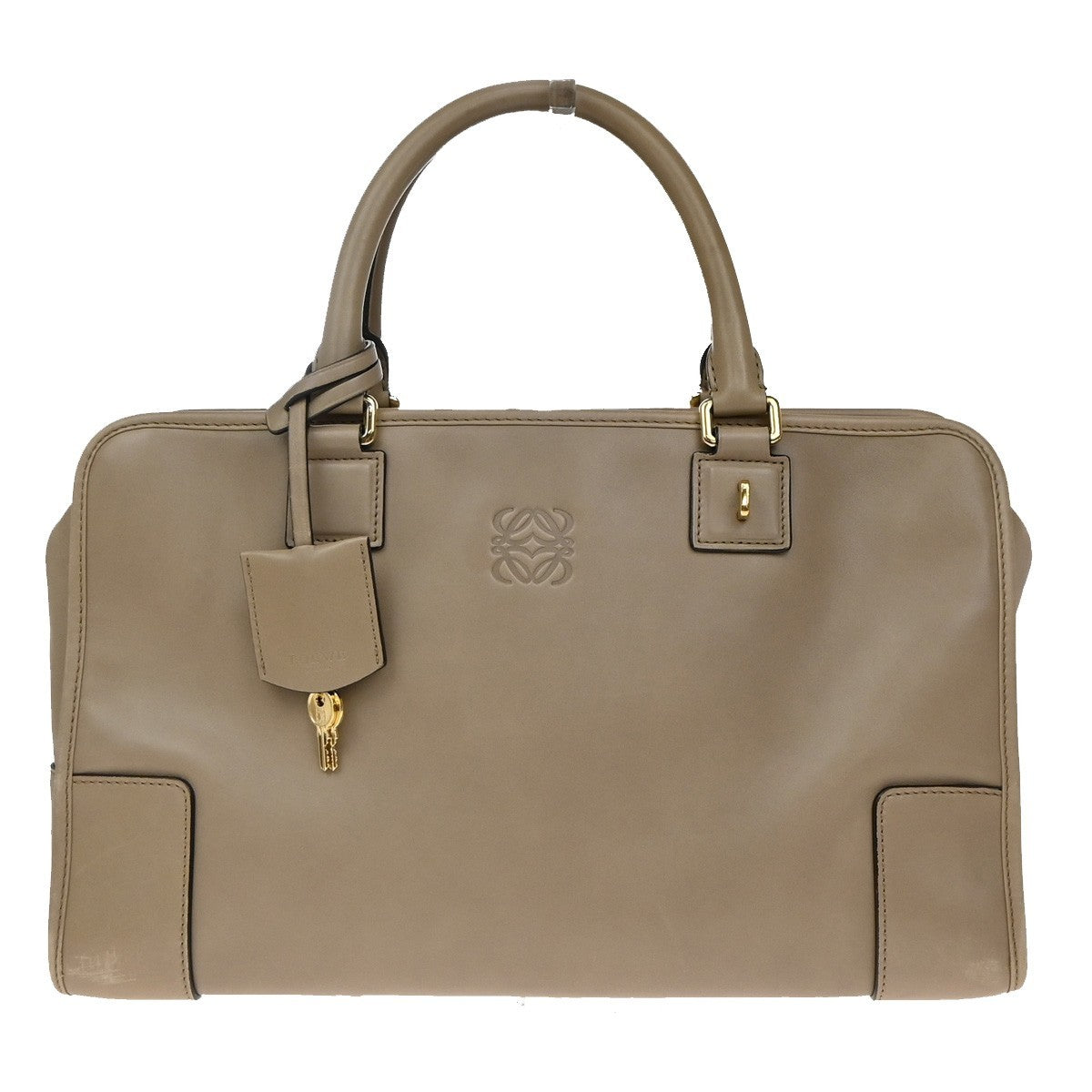 LOEWE Logo Anagram Amazona Hand Bag Leather Beige GHW Spain 21EG085