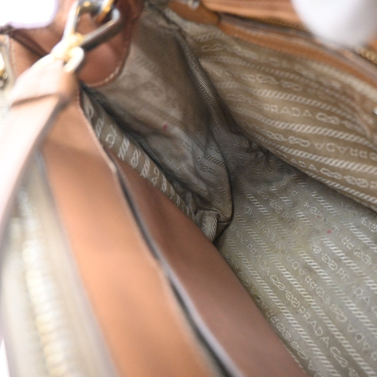 PRADA Logo 2Way Shoulder Hand Bag Saffiano Leather Beige GHW Italy 70EF793