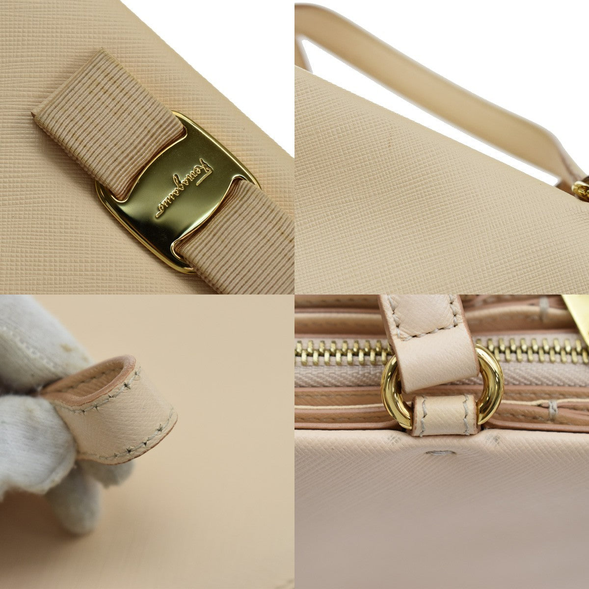 SALVATORE FERRAGAMO Logo Vara 2Way Shoulder Hand Bag Leather Pink Italy 69KB143