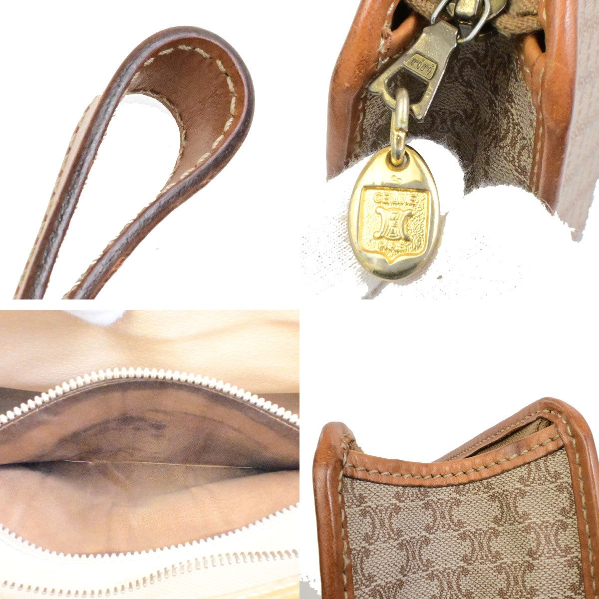 CELINE Logo Macadam Pattern Clutch Bag PVC Leather Brown GHW Italy 07YH137