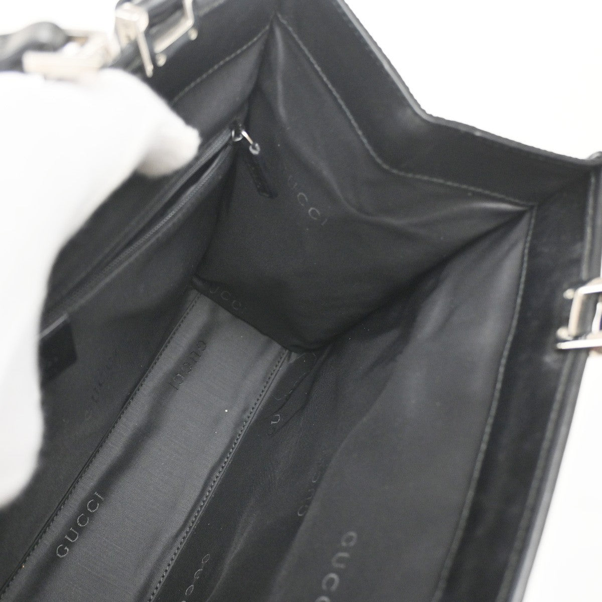 Gucci GG Pattern Jackie Shoulder Tote Bag Canvas Leather Black Italy 79SA077