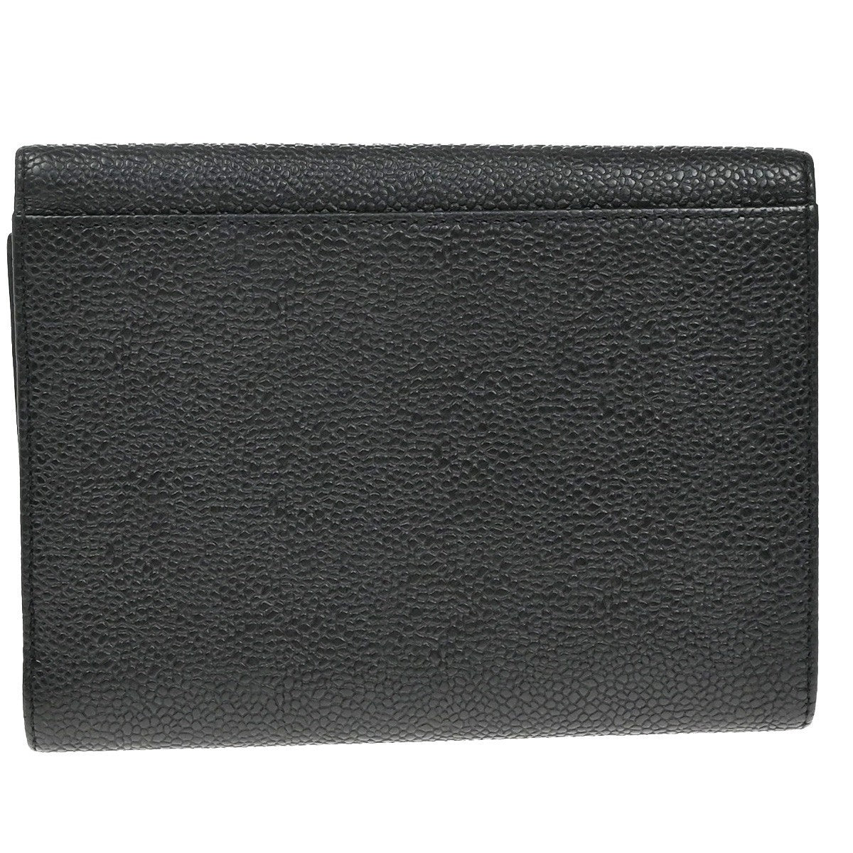 CHANEL CC Trifold Compact Wallet Grained Calfskin Leather Black Vintage 79RF500