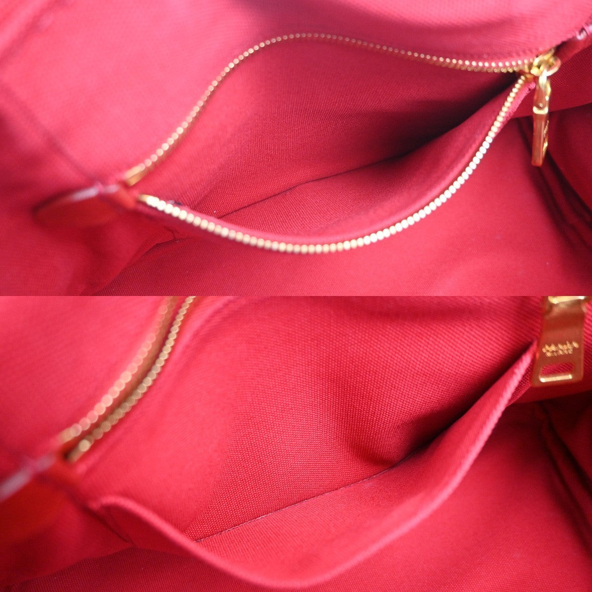 PRADA Logo Canapa 2Way Shoulder Hand Bag Canvas Leather Red GHW 79YH925