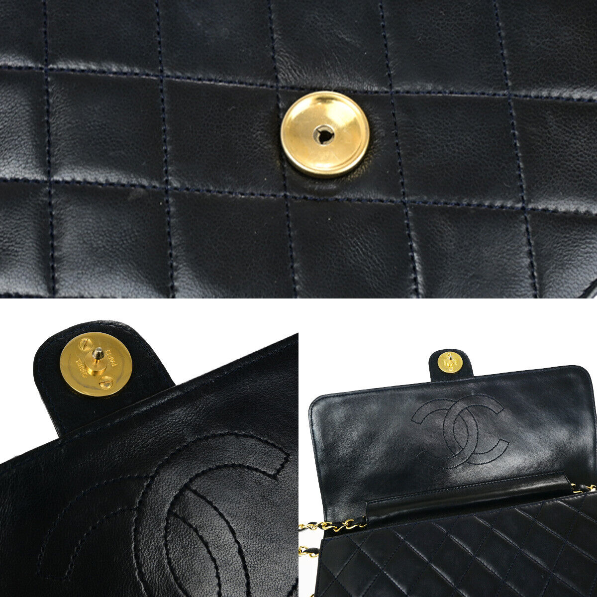 CHANEL CC Matelasse 25 Single Flap Chain Shoulder Bag Leather Black GHW 42RK155