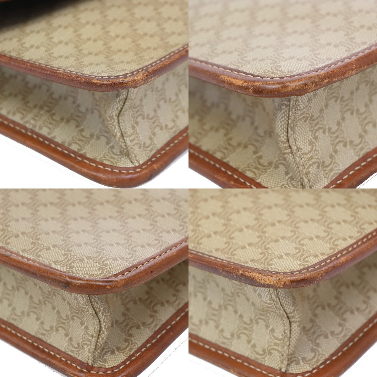 CELINE Logo Macadam Pattern Shoulder Bag PVC Leather Brown Italy 02EF821