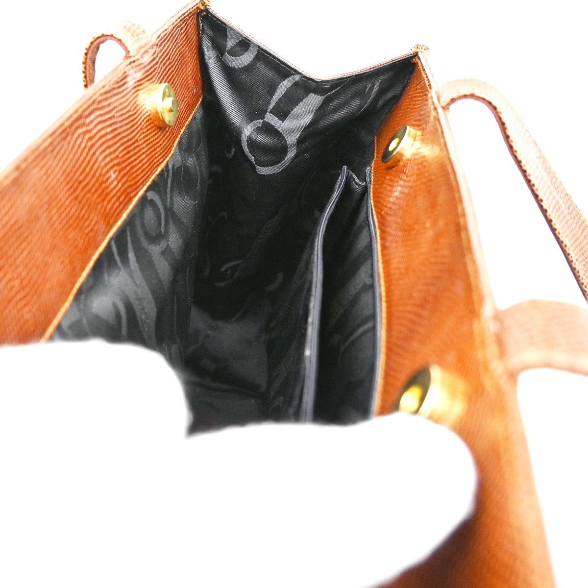 SALVATORE FERRAGAMO Logo Vara Shoulder Bag Embossing Leather Brown 63KB860