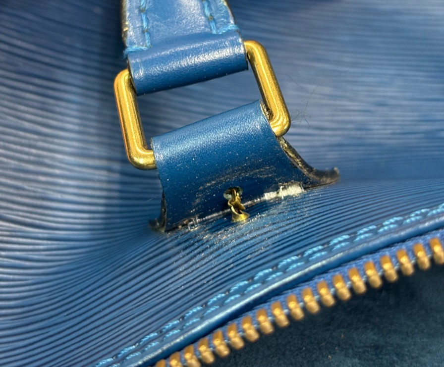 LOUIS VUITTON LV Alma Hand Bag Epi Leather Blue Gold France M52145 31PA118