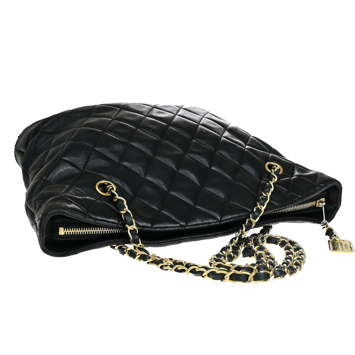 CHANEL CC Logo Matelasse Chain Shoulder Tote Bag Leather Black GHW 10YF901