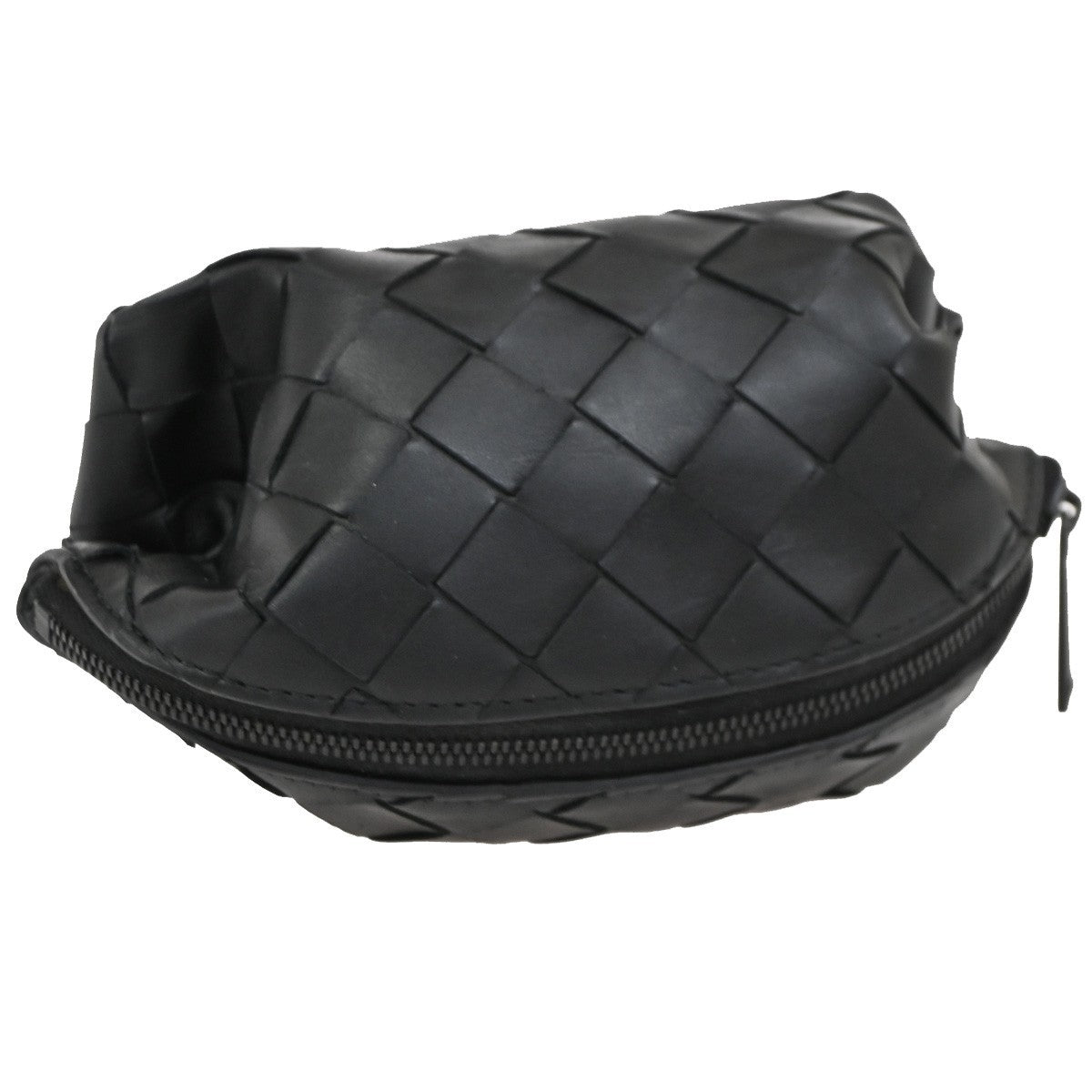 BOTTEGA VENETA Logo Intrecciato Mini Pouch Lambskin Leather Black 30RL546