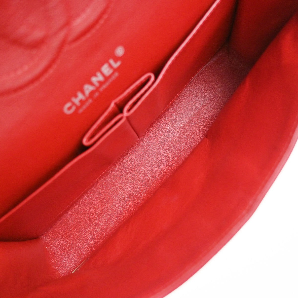 CHANEL Matelasse 25 Double Flap Chain Shoulder Bag Patent Leather Red 339RF259