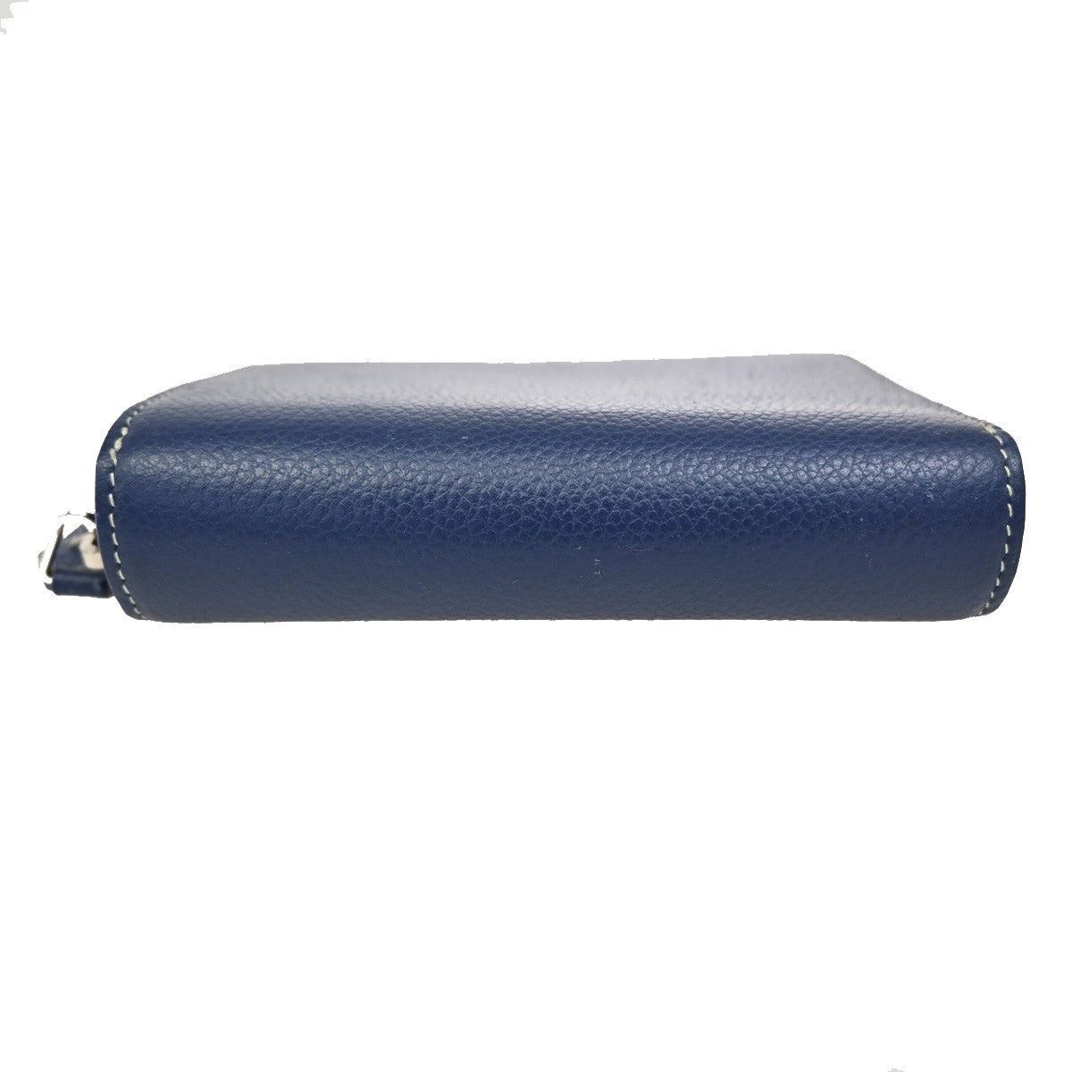 YVES SAINT LAURENT Zipper Around Compact Wallet  Leather Blue 65KB728