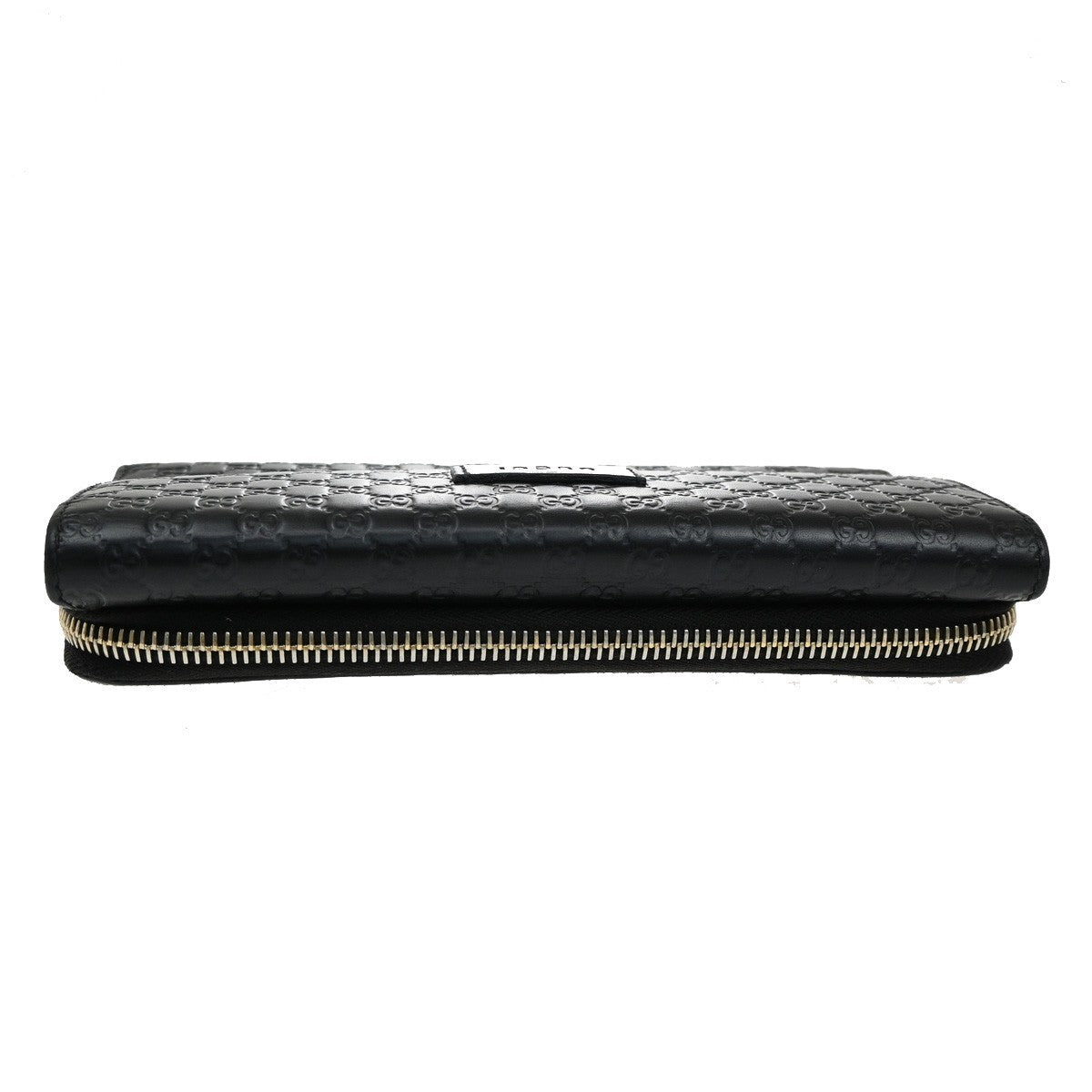 GUCCI Logo Guccissima GG Pattern Long Zipper Wallet Leather Black Gold 65FC165