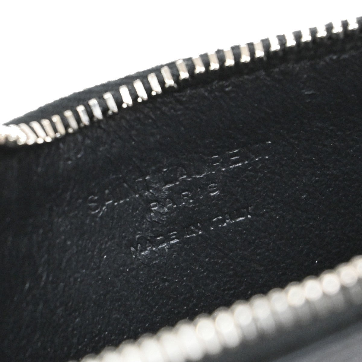 SAINT LAURENT Logo Compact Card Coin Case Wallet Leather Black Italy 60EF917