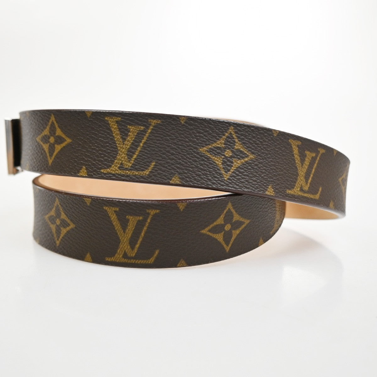 LOUIS VUITTON Santure Carre Belt Monogram Leather Brown SHW France M6801 36TA624