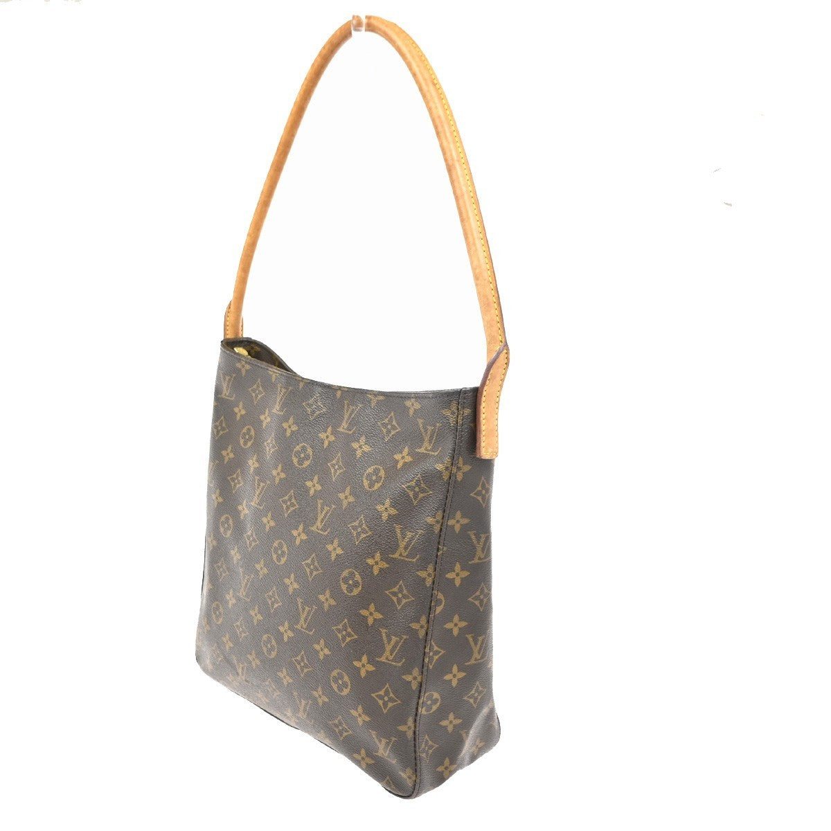 LOUIS VUITTON Logo Looping GM Shoulder Bag Monogram Leather Brown M51145 79ZA042
